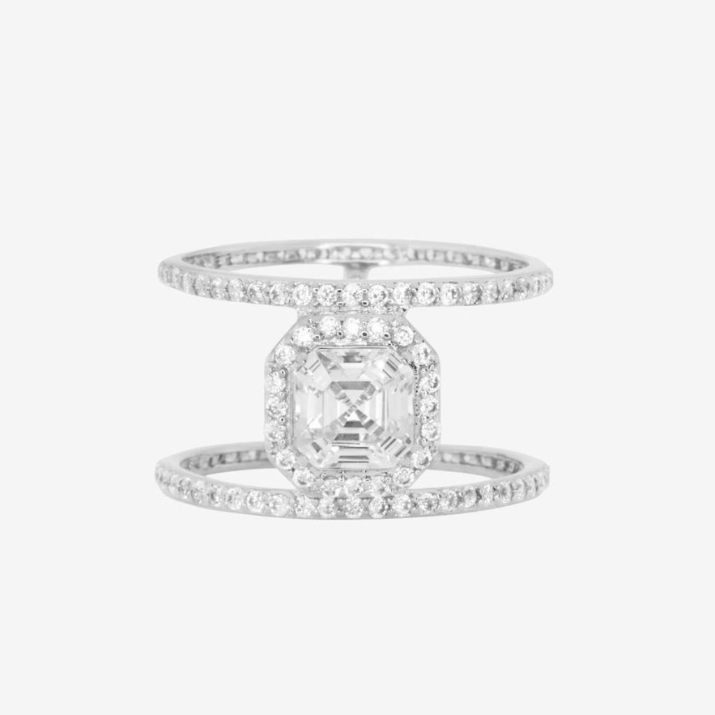 Henri Bendel Pave Asscher Harness Ring Nwt 62$